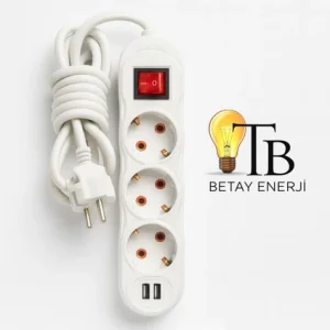 Pelsan Usb’li 3’lü Anahtarlı Grup Priz