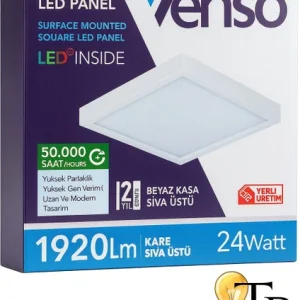 Venso 24W Kare Sıva Üstü LED Panel 6500k