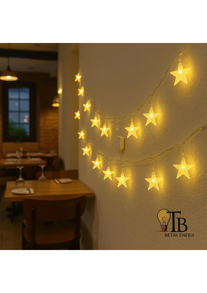 Fujistar 4 Metre Yıldız LED Işık | 20 LED | Günışığı – Dekoratif Süsleme | Pencere – Duvar – Oda – Yılbaşı Aydınlatma