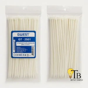 GWEST Kablo Bağı 250X3.6 mm – 100 Adet Beyaz Plastik Kelepçe | Nylon 66 Standart Kablo Bağları