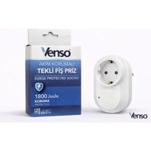 Venso Akım Korumalı Tekli Fiş Priz – 1800 Joule