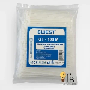 GWEST Kablo Bağı 100X2.5 mm – 1.000 Adet Plastik Kelepçe Standart Nylon 66