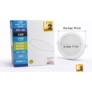 K2 LED Systems Kdl 402 15W Yuvarlak LED Panel Sıva Altı (Beyaz Işık 6500K)