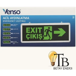 Venso Acil Çıkış Işıldak LED Exit Tabela – Çift Yönlü Acil Aydınlatma Armatürü 1 Adet(çıkış yazısı)