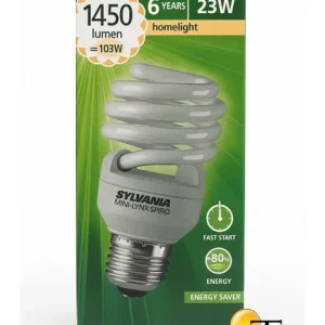Sylvania 23W Tasarruflu Ampul 1450 Lumen, E27 Duy, 6000 Saat Ömür, Spiral Cfl