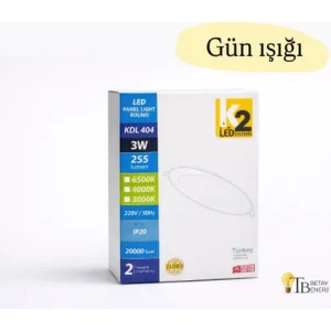 K2 Led 3W Yuvarlak LED Panel ışık